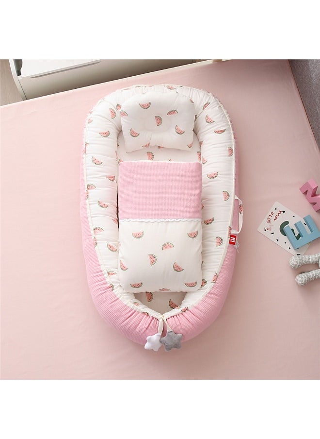 Breathable Honeycomb Portable Baby Crib with Removable Cover - Biologically Inspired Infant Nest and Travel Baby Bed with Pillow