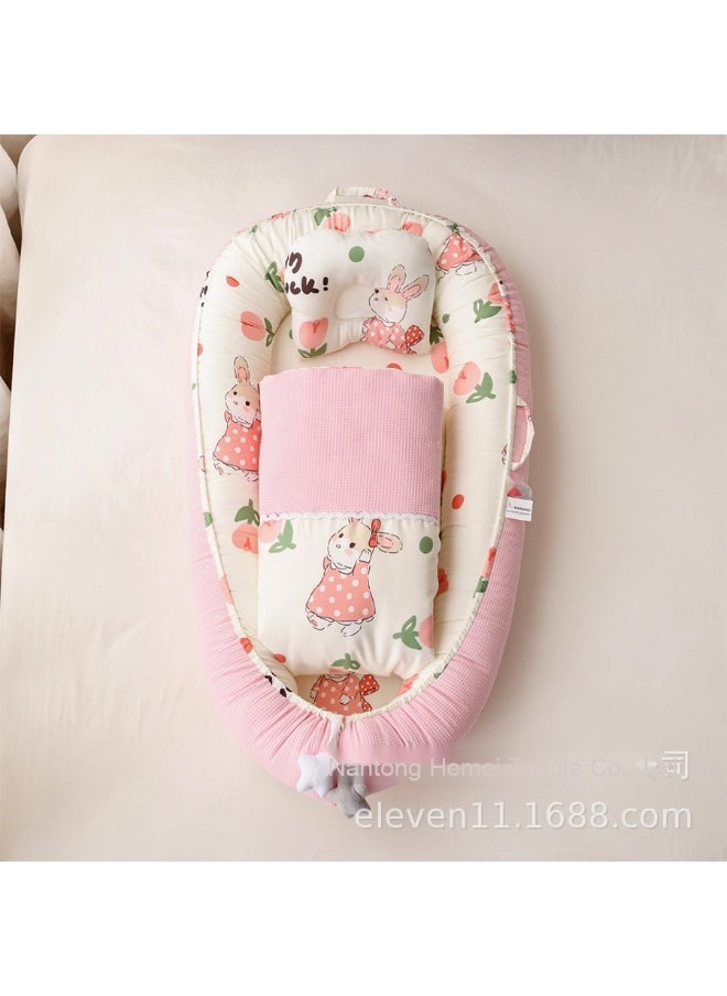 Breathable Honeycomb Portable Baby Crib with Removable Washable Mattress - Travel Infant Nest and Pillow