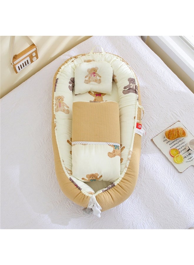 Breathable Honeycomb Portable Baby Nest with Removable Cover - Travel Infant Bed and Pillow