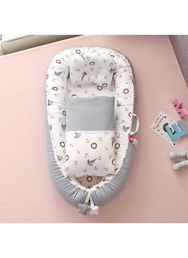 Breathable Honeycomb Portable Baby Bed with Removable Washable Center, Biomechanical Baby Nest with Pillow - Travel Baby Crib