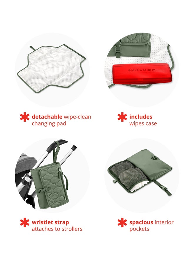 Pronto Signature Portable Baby Changing Station - Travel-Friendly Diaper Bag - Dark Sage