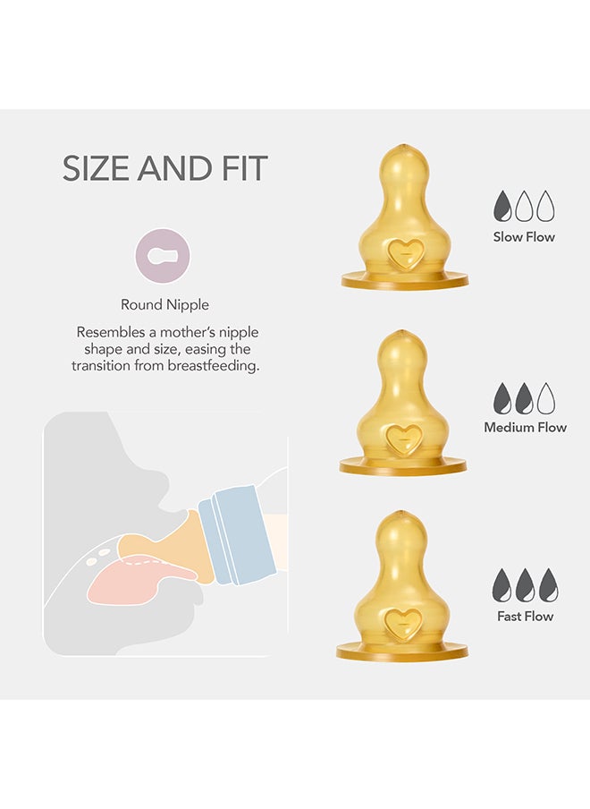Pack Of 1 Baby Bottle Round Nipple Latex 150 Ml Slow Flow, Ivory, 0 Months +