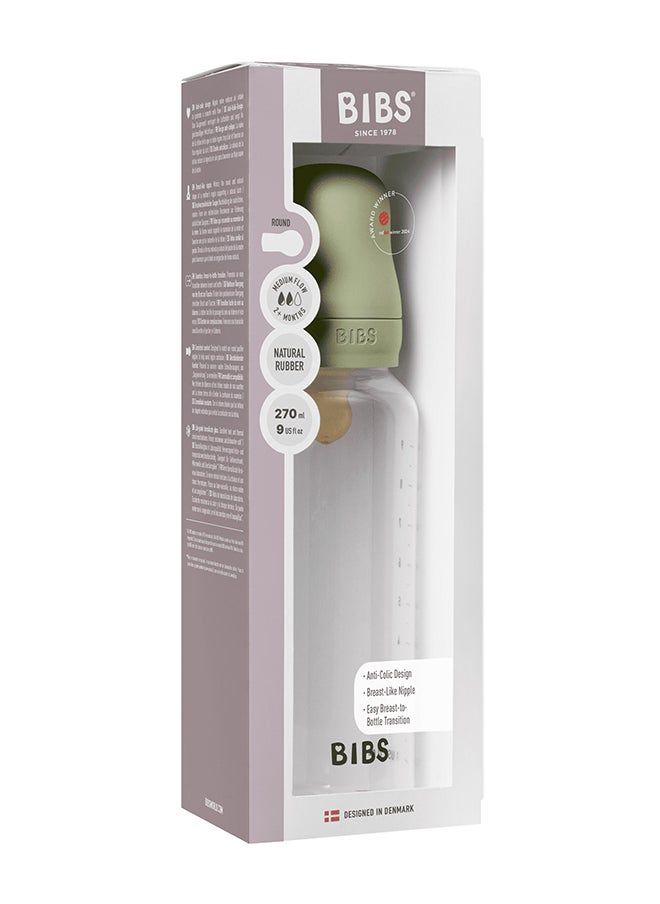 Pack Of 1 Baby Bottle Round Nipple Latex 270 Ml Medium Flow, Sage, 2 Months +