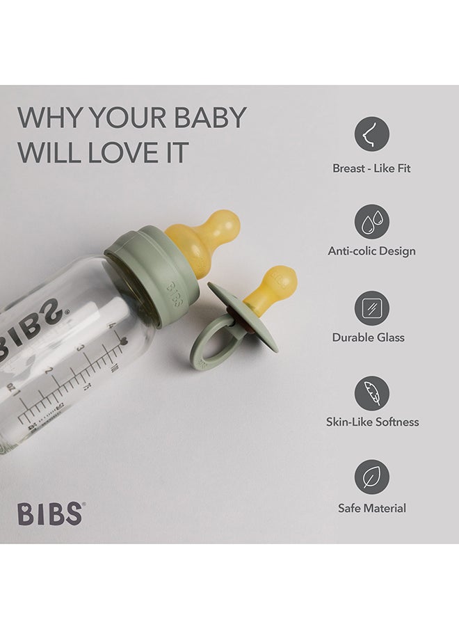 Pack Of 1 Baby Bottle Round Nipple Latex 150 Ml Slow Flow, Sage, 0 Months +