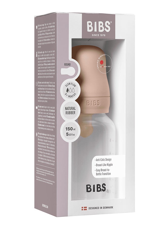 Pack Of 1 Baby Bottle Round Nipple Latex 150 Ml Slow Flow, Blush, 0 Months +