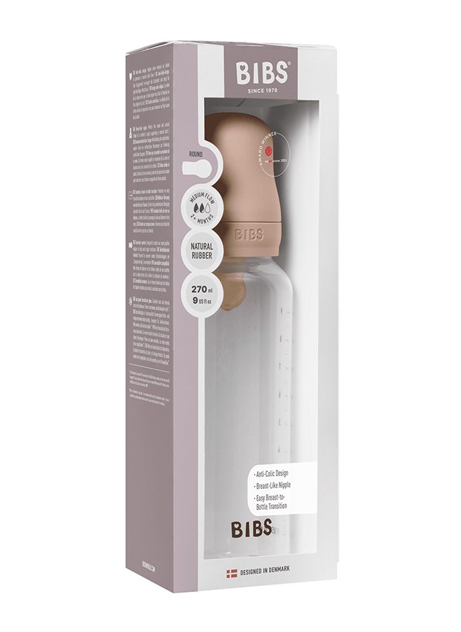 Pack Of 1 Baby Bottle Round Nipple Latex 270 Ml Medium Flow, Blush, 2 Months +