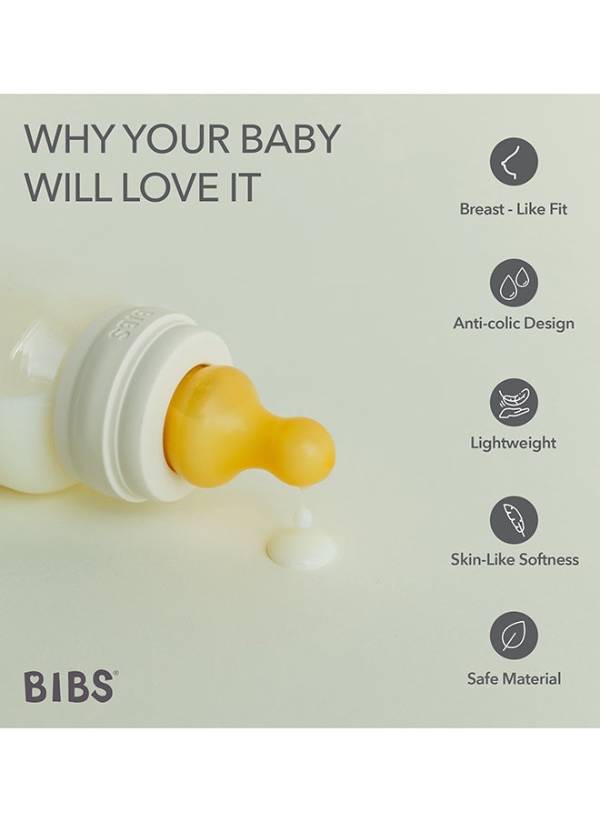 Pack Of 2 Baby Bottle Round Nipple Latex 150 Ml Slow Flow, Ivory, 0 Months +