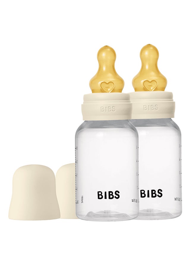 Pack Of 2 Baby Bottle Round Nipple Latex 150 Ml Slow Flow, Ivory, 0 Months +