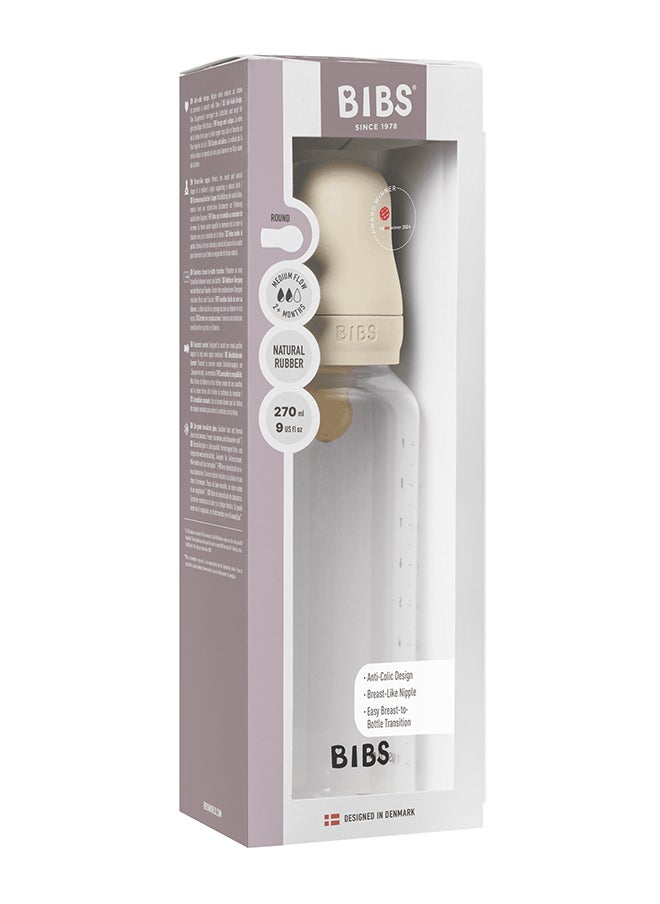 Pack Of 1 Baby Bottle Round Nipple Latex 270 Ml Medium Flow, Ivory, 2 Months +