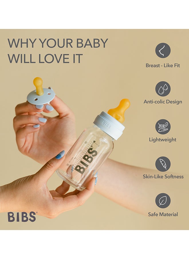 Pack Of 1 Baby Bottle Round Nipple Latex 150 Ml Slow Flow, Baby Blue, 0 Months +