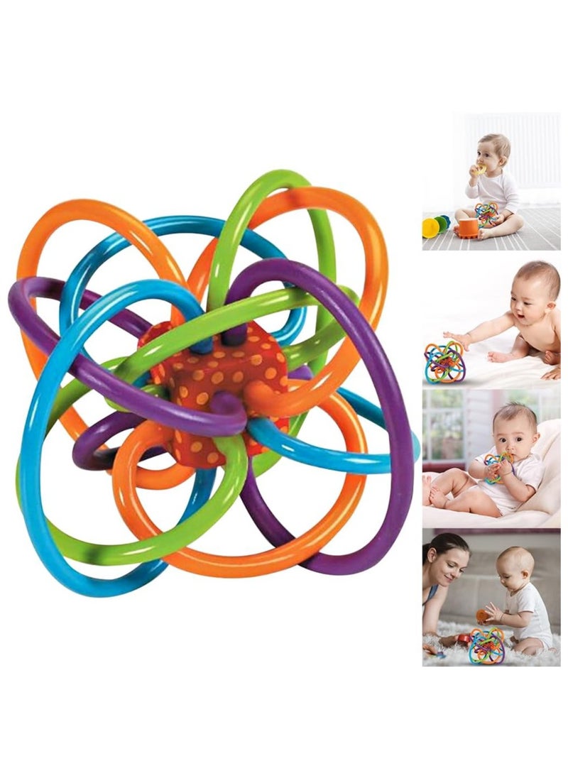 2-in-1 Sensory Teether Toy | Scratch-Proof Soft Rubber Teething Toy for Early Development | Teething Activity Gift for Boys & Girls