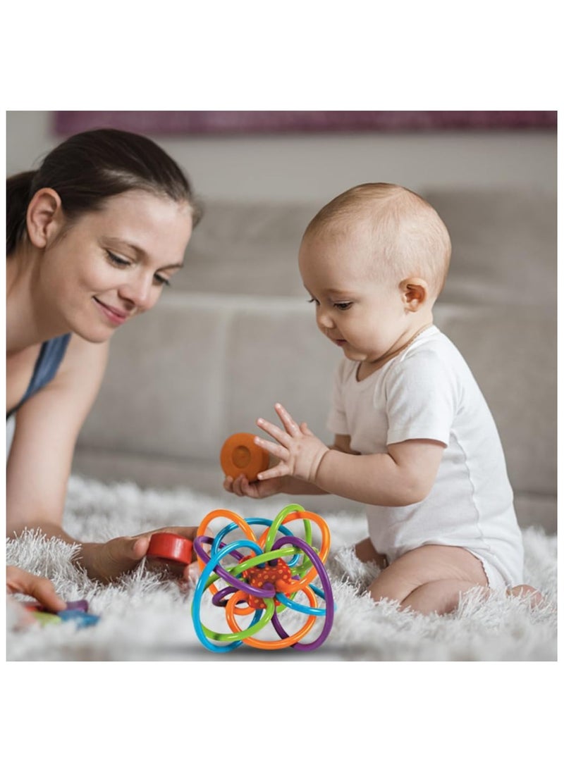 2-in-1 Sensory Teether Toy | Scratch-Proof Soft Rubber Teething Toy for Early Development | Teething Activity Gift for Boys & Girls