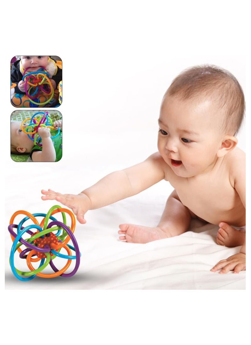 2-in-1 Sensory Teether Toy | Scratch-Proof Soft Rubber Teething Toy for Early Development | Teething Activity Gift for Boys & Girls