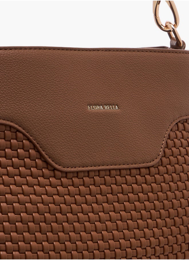 Textured Crossbody Bag with Zip Closure and Adjustable Strap