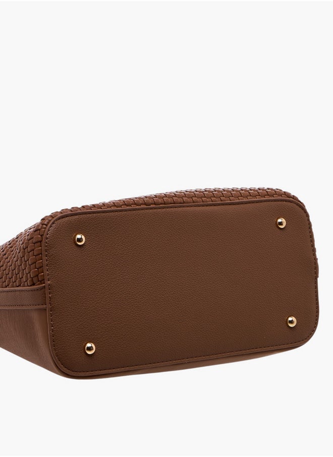 Textured Crossbody Bag with Zip Closure and Adjustable Strap