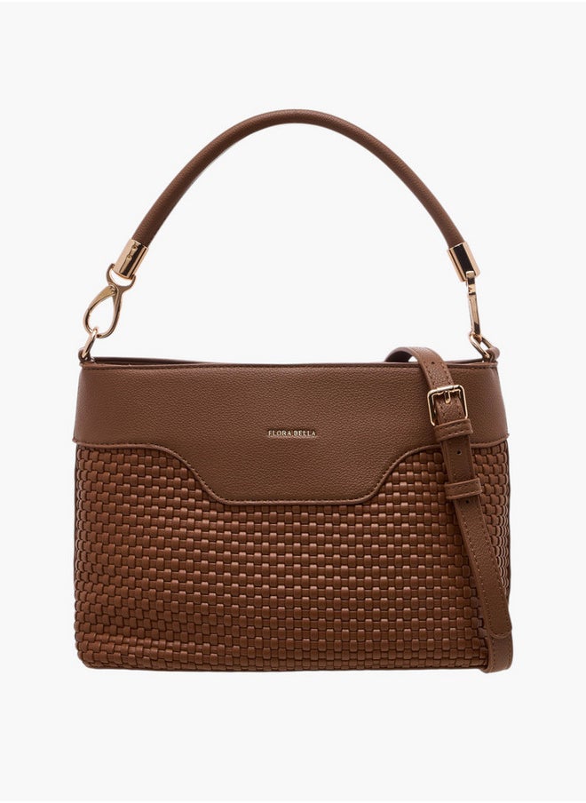 Textured Crossbody Bag with Zip Closure and Adjustable Strap