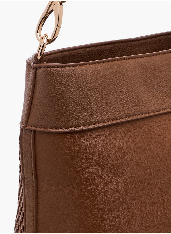 Textured Crossbody Bag with Zip Closure and Adjustable Strap