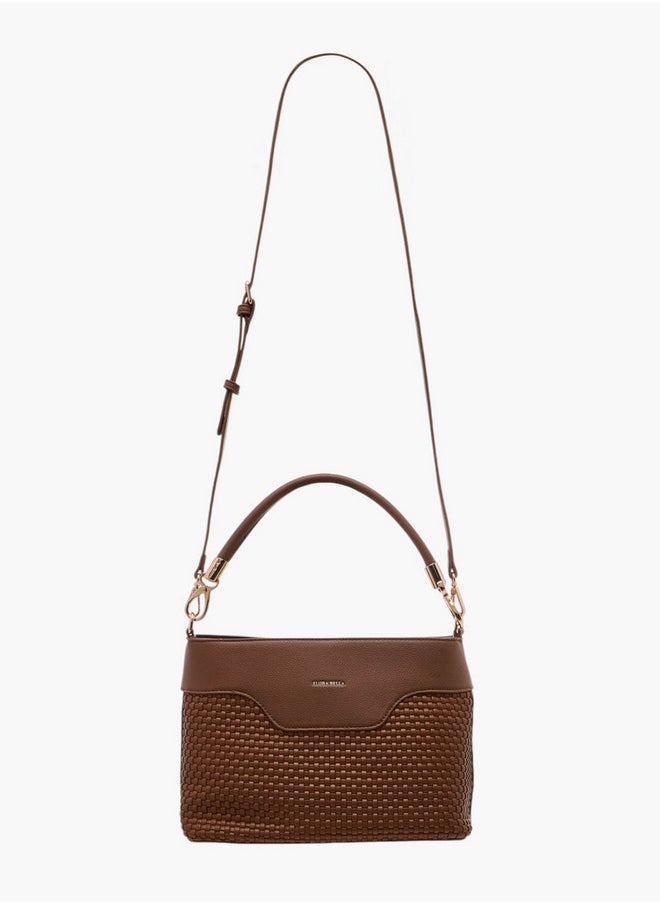 Textured Crossbody Bag with Zip Closure and Adjustable Strap