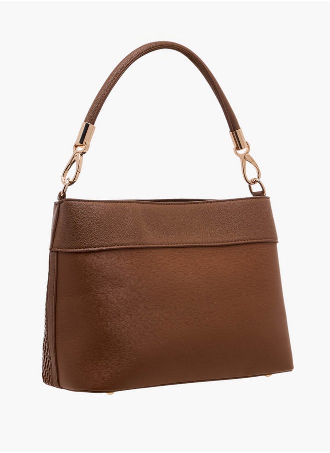 Textured Crossbody Bag with Zip Closure and Adjustable Strap