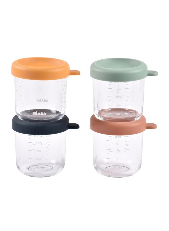 Set Of 4 Glass Baby Food Storage Jars, Sunrise, 250 ML