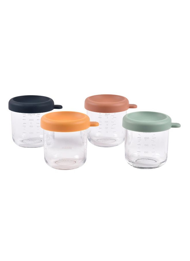 Set Of 4 Glass Baby Food Storage Jars, Sunrise, 250 ML