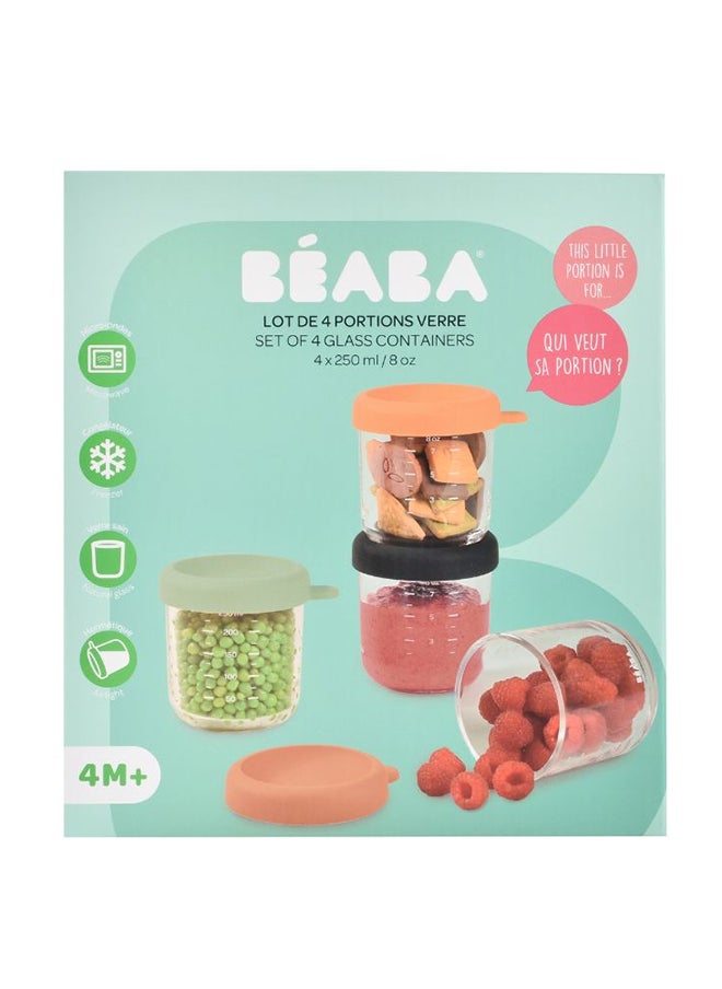 Set Of 4 Glass Baby Food Storage Jars, Sunrise, 250 ML