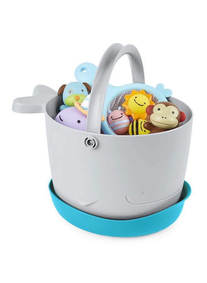 Moby Stowaway Bath Toy Bucket, White And Blue