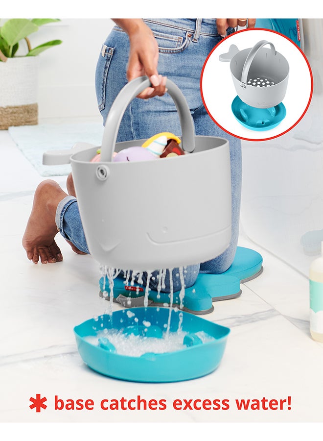 Moby Stowaway Bath Toy Bucket, White And Blue
