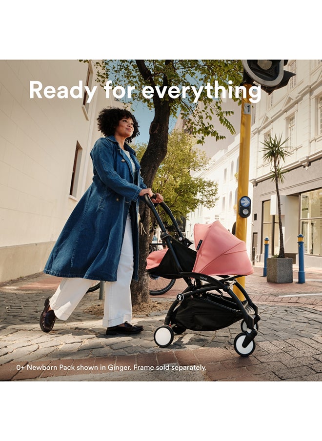 Stokke YOYO 0+ Newborn Pack, Compact Flat-Lay Infant Nest with 5‑Point Harness and UPF 50+ Canopy, Travel-Stroller Accessory, Air France Blue, Black Frame Sold Separately