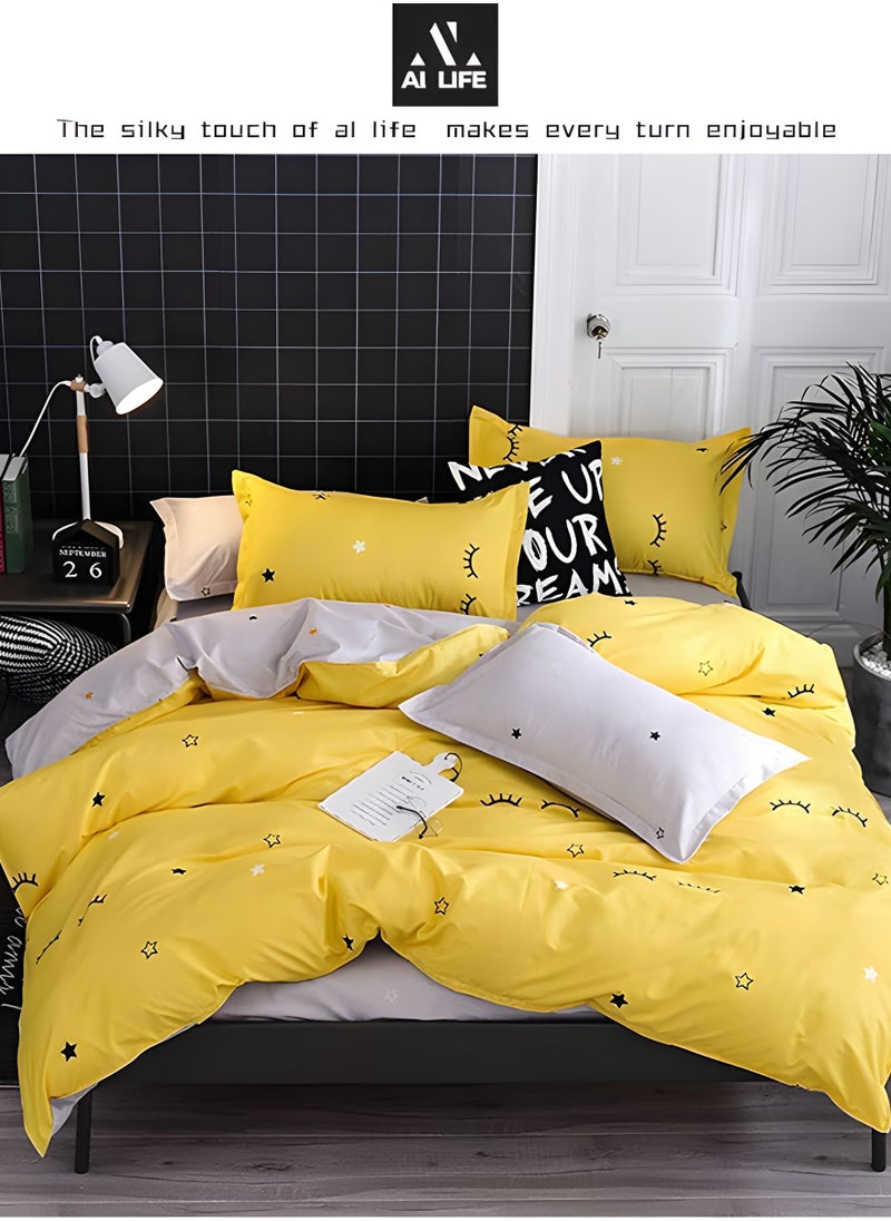 AI LIFE Super King Size Bed Sheet Set - 6-Piece Bedding Set Includes Duvet Cover, Fitted Sheet, and 4 Pillowcases - Soft, Durable, and Breathable Luxury for All Seasons in Elegant Set 220x240cm