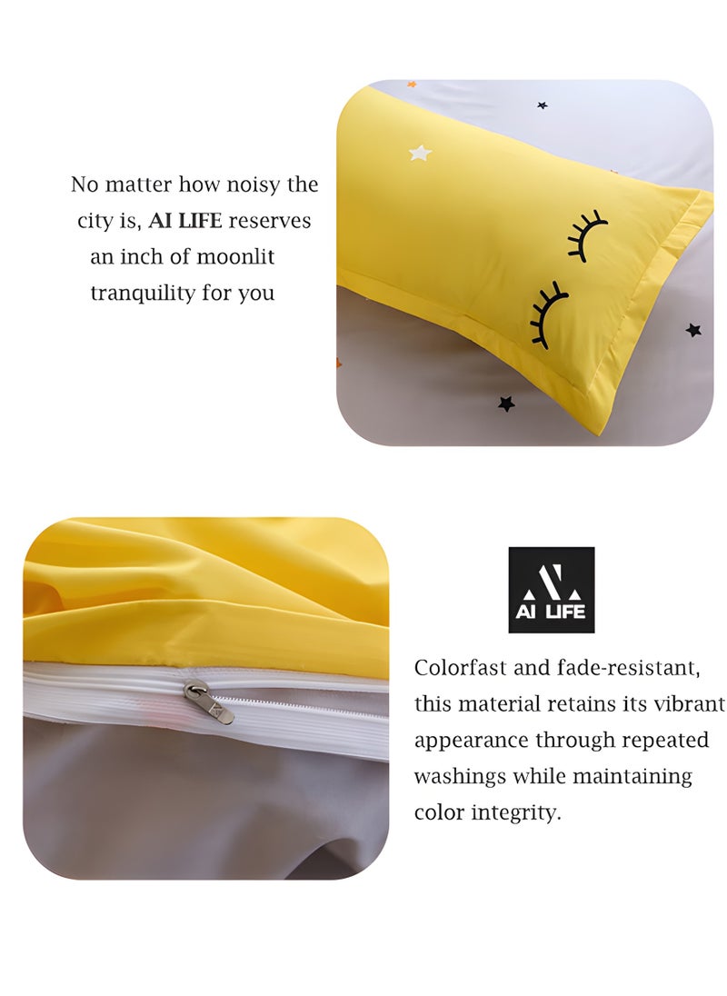 AI LIFE Super King Size Bed Sheet Set - 6-Piece Bedding Set Includes Duvet Cover, Fitted Sheet, and 4 Pillowcases - Soft, Durable, and Breathable Luxury for All Seasons in Elegant Set 220x240cm