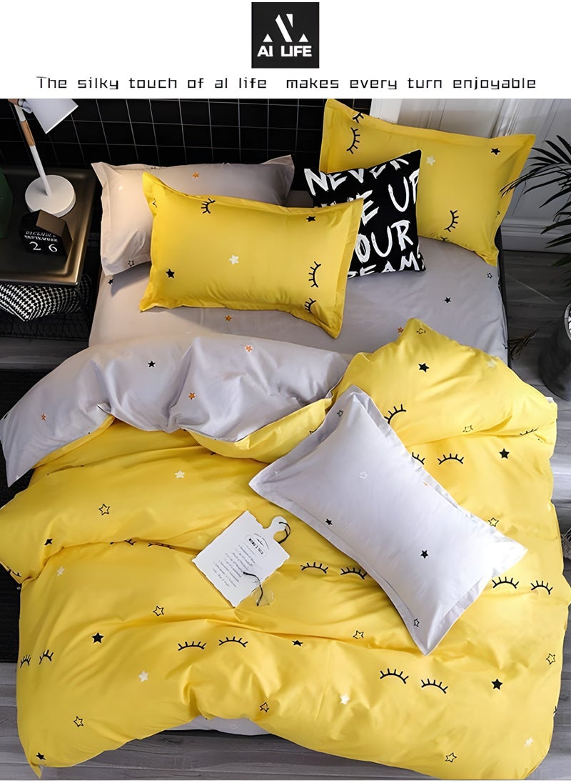 AI LIFE Super King Size Bed Sheet Set - 6-Piece Bedding Set Includes Duvet Cover, Fitted Sheet, and 4 Pillowcases - Soft, Durable, and Breathable Luxury for All Seasons in Elegant Set 220x240cm