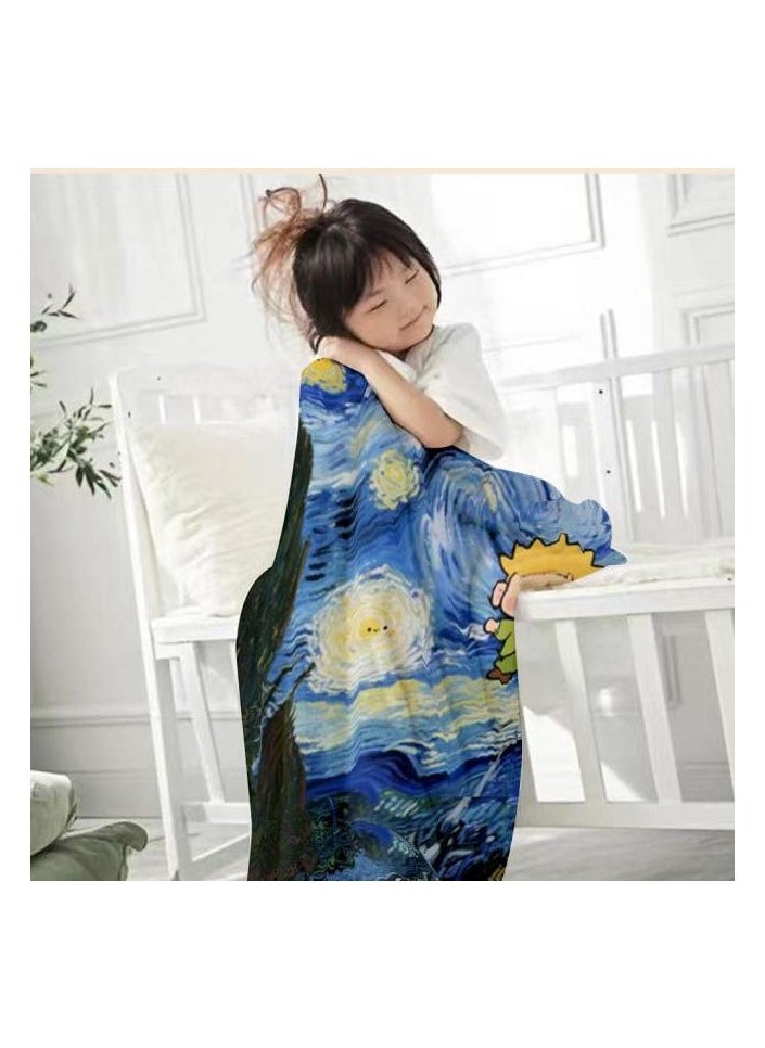 Children's or student cartoon flannel thin blanket (warm and comfortable, suitable for sleep, games) 100cm*150cm - 148