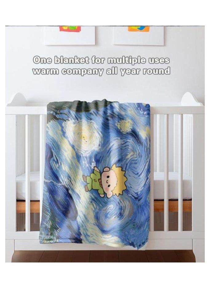 Children's or student cartoon flannel thin blanket (warm and comfortable, suitable for sleep, games) 100cm*150cm - 148
