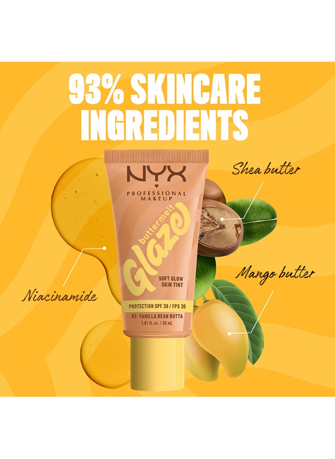 Buttermelt Glaze Soft Glow Skin Tint + SPF/FPS 30 Foundation 12h Wear Vanilla Bean Butta