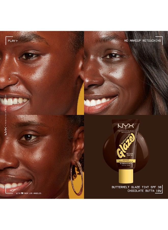 Buttermelt Glaze Soft Glow Skin Tint + SPF/FPS 30 Foundation 12h Wear Chocolate Butta