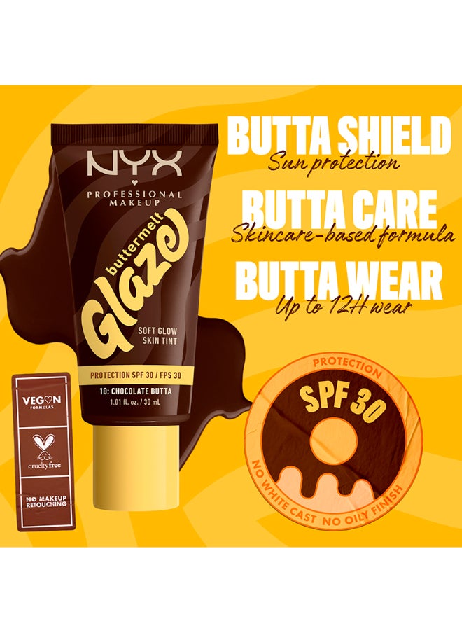 Buttermelt Glaze Soft Glow Skin Tint + SPF/FPS 30 Foundation 12h Wear Chocolate Butta