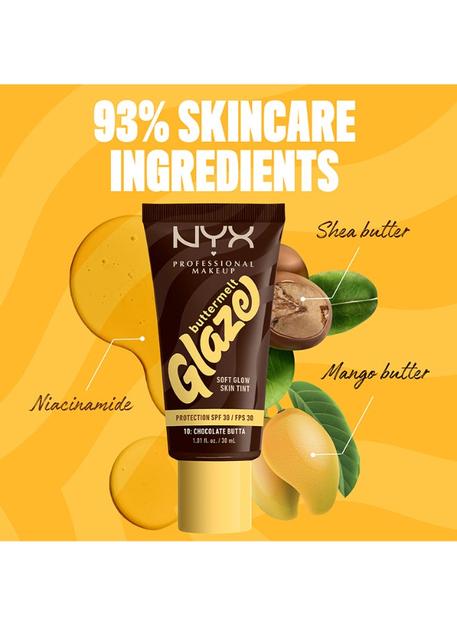 Buttermelt Glaze Soft Glow Skin Tint + SPF/FPS 30 Foundation 12h Wear Chocolate Butta