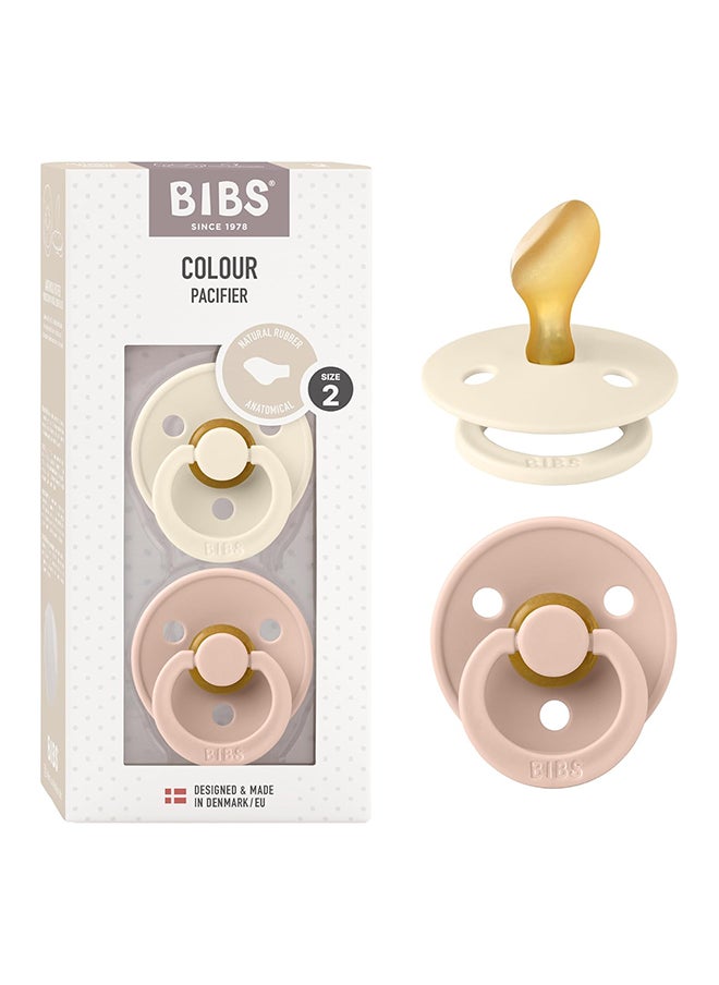 Colour Latex Pacifiers, Size 2, Anatomical, 2-Pack, Ivory And Blush