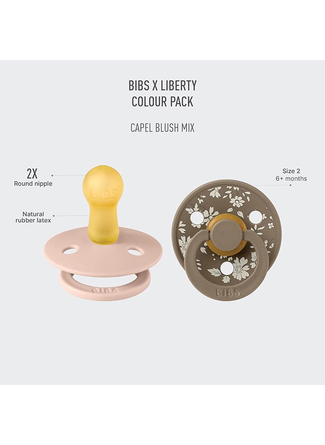 Liberty Colour Latex Pacifiers, Size 2, Capel Design, 2-Pack, Blush Mix