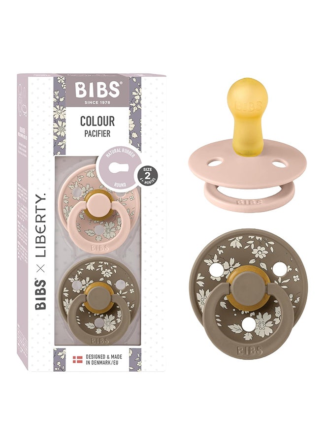Liberty Colour Latex Pacifiers, Size 2, Capel Design, 2-Pack, Blush Mix