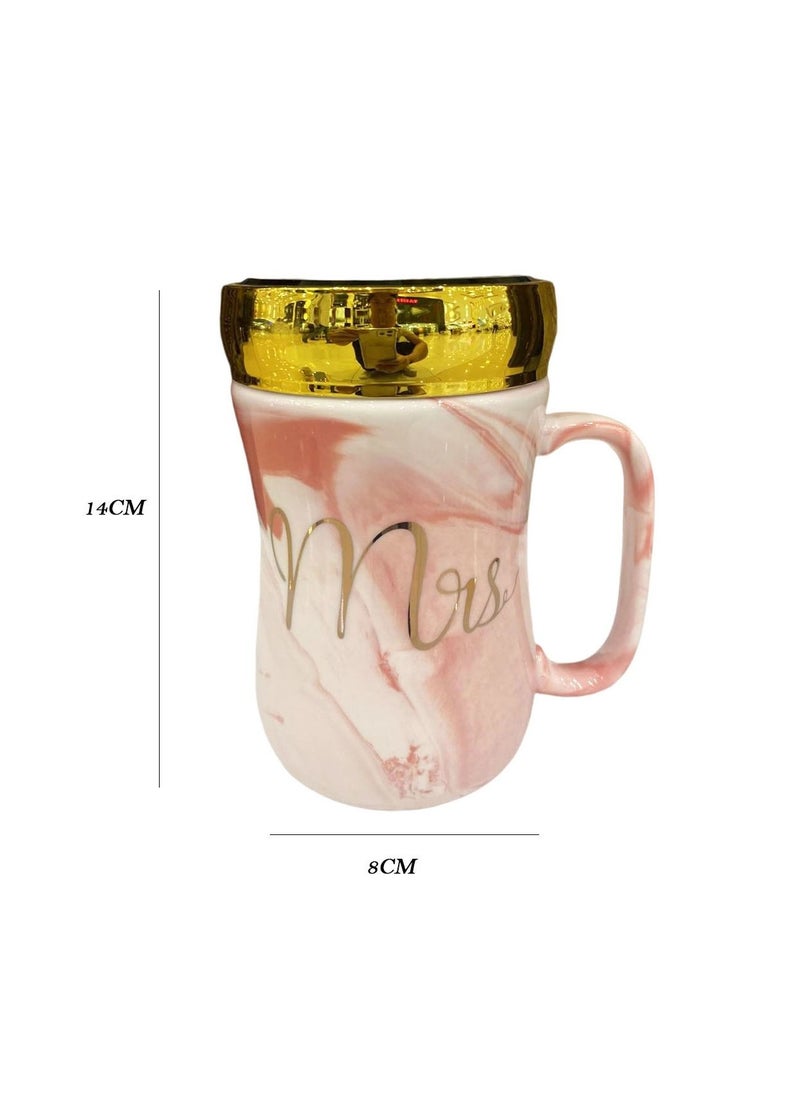 Mr&Mrs Ceramic Water Bottle With Mirror Lid