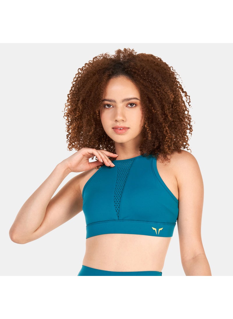 Women's High-Neck Perforated Sports Bra