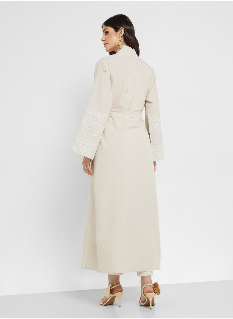 Abaya With Patterned Sleeve