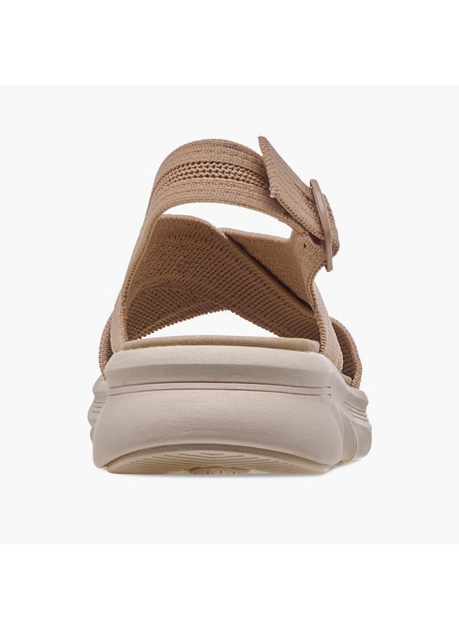 Women's Textured Cross Strap Sandals with Buckle Closure