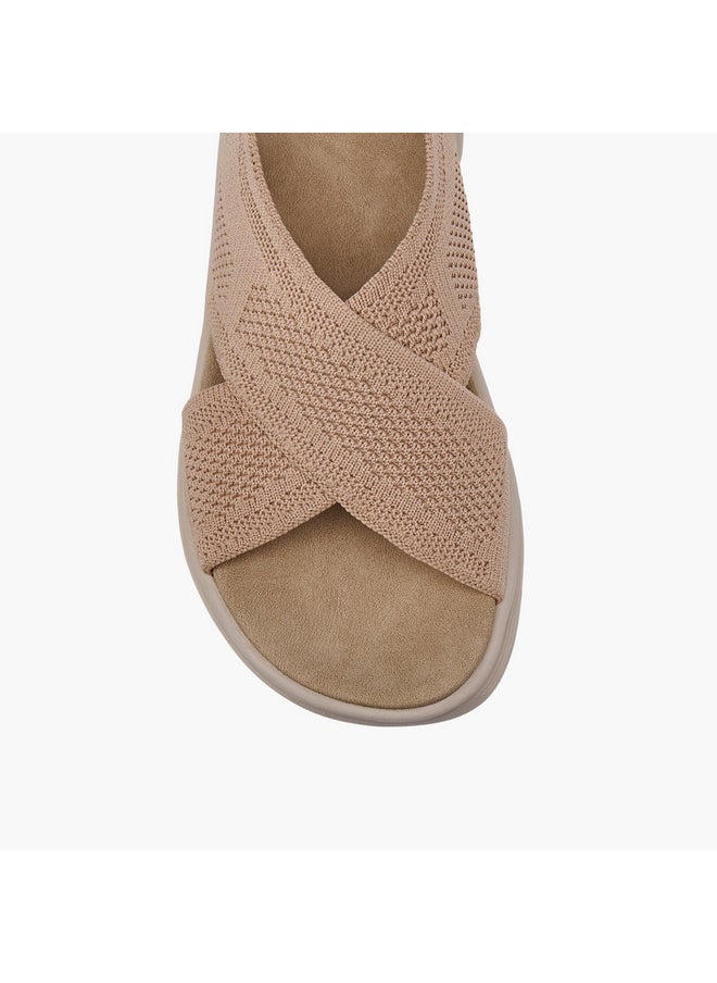 Women's Textured Cross Strap Sandals with Buckle Closure