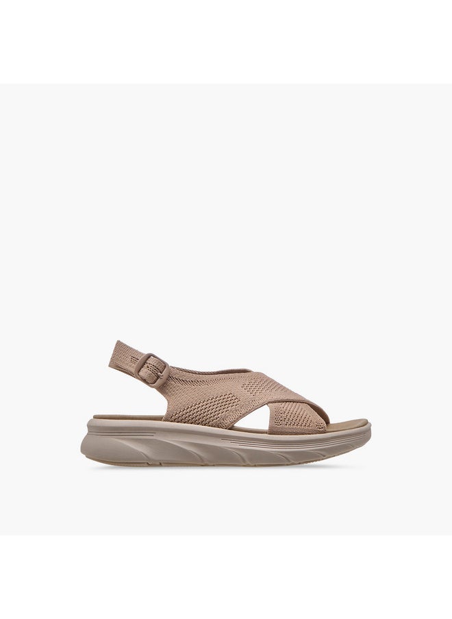 Women's Textured Cross Strap Sandals with Buckle Closure