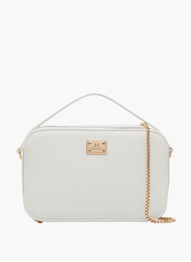 Textured Crossbody Bag with Chain Strap and Zip Closure