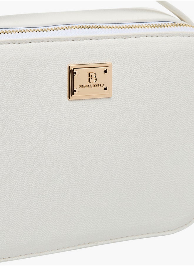 Textured Crossbody Bag with Chain Strap and Zip Closure