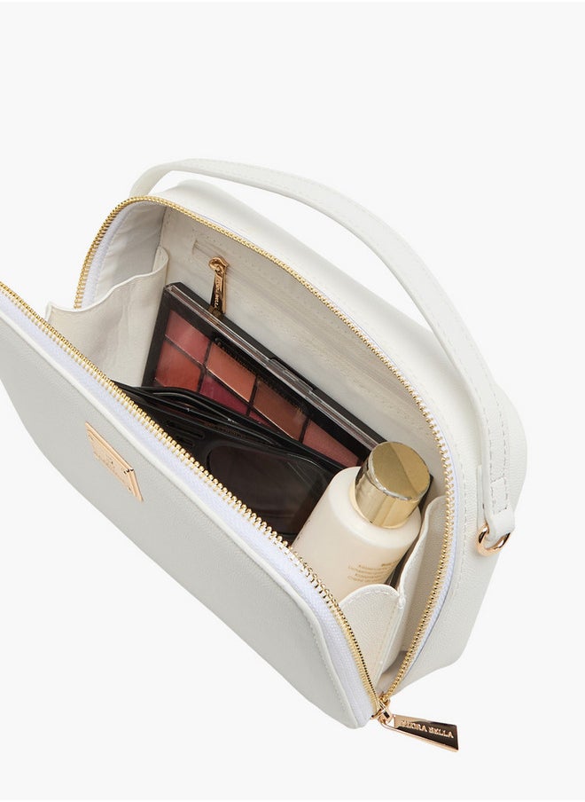 Textured Crossbody Bag with Chain Strap and Zip Closure